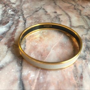 Auth Hermès Enamel Printed Narrow Sellier Bracelet